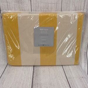 INUP Home Duvet Set Queen Yellow White Cotton Striped Portugal Bedding Bright